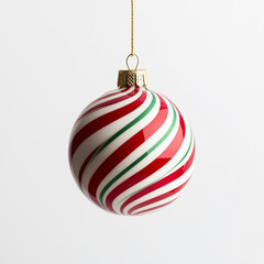 Red Green Christmas Bulb Isolated on White Background