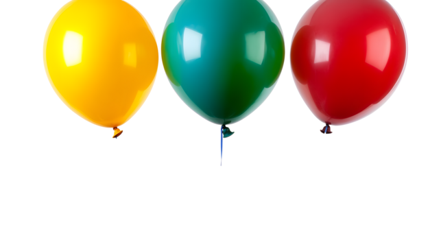 Six balloons isolated on a white background. Party decoration for celebrations and birthday