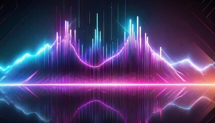 Abstract Background with Equalizer Effect Featuring Neon Lights and Sound Wave Patterns - Vibrant Visuals for Music and Audio Themes