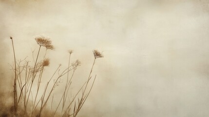 A collection of dried flowers silhouetted against a soft, muted background.