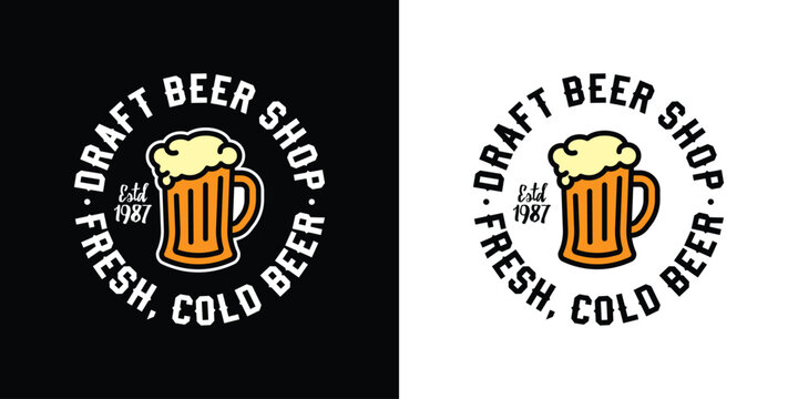 Original vector draft beer emblem in vintage style. T-shirt design.