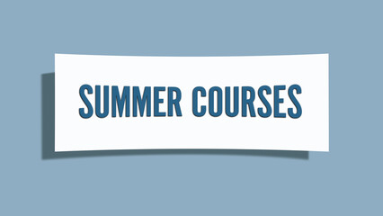 Summer Courses. A card isolated on blue background.