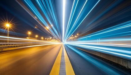 Abstract Futuristic Background Featuring High-Speed Straight Blue and Yellow Lines with Bokeh Glowing Neon Effects for Dynamic Visuals and Modern Design Elements ().jpg