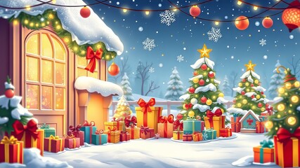 Christmas Winter Wishlist Cartoon Illustrations - Gift Ideas