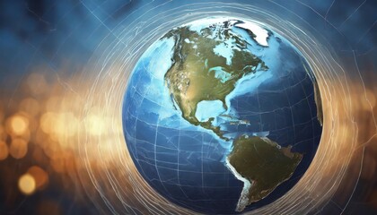 Abstract Globe Focusing on North America: A Vibrant and Artistic Representation of the Continent, Showcasing Geographical Features and Cultural Elements in a Unique Visual Style