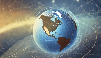 Abstract Globe Focusing on North America: A Stunning Visual Representation of the Continents Geography, Culture, and Diversity Captured in a Unique Artistic Illustration