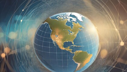 Abstract Globe Illustration Highlighting North America: A Stunning Artistic Representation of the Continent with Vibrant Colors and Geometric Patterns, Perfect for Educational and