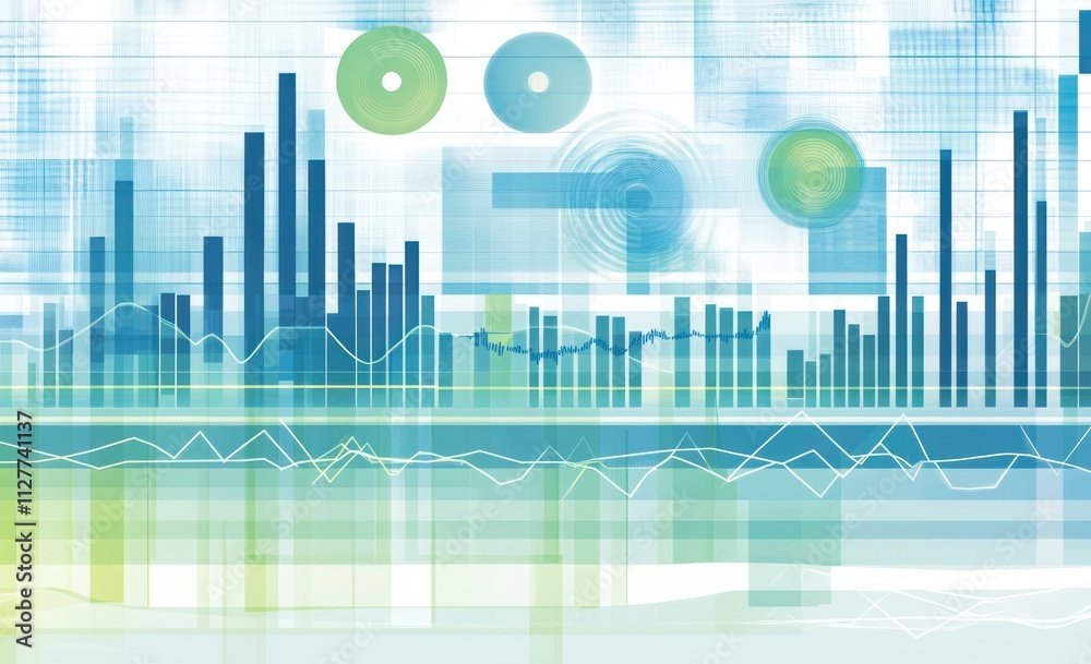 Poster Abstract data visualization with charts and graphs.