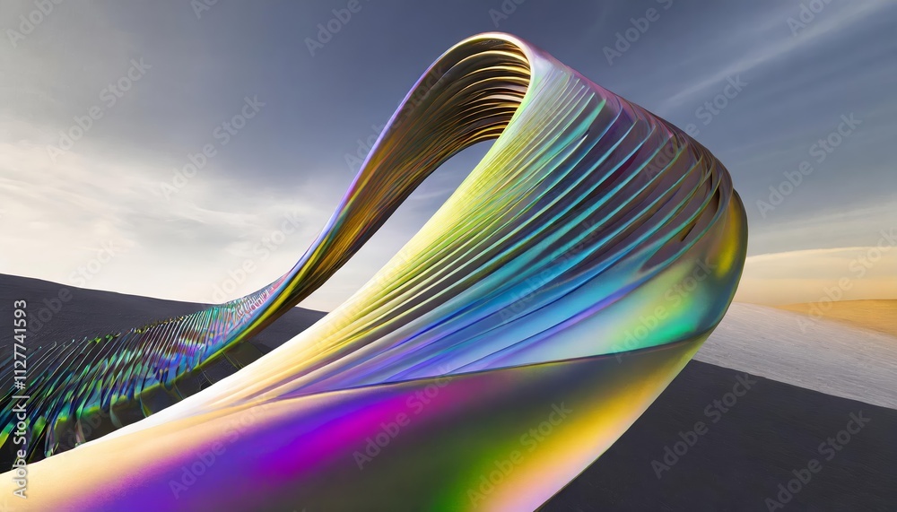 Poster abstract iridescent shape: a stunning visual exploration of colorful patterns and dynamic forms capt