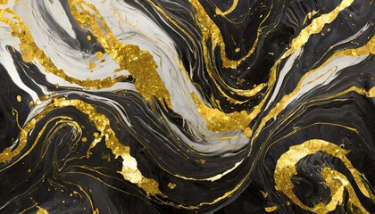 Elegant Abstract Marble Marbled Ink Painted Painting Texture Luxury Background Banner Featuring Striking Black Waves - Perfect for Modern Art Displays and Graphic Design Projects