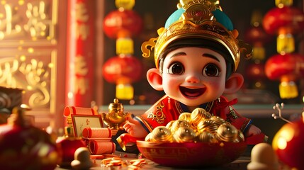 On the fifth day of the first month, welcome the God of Wealth and the God of Wealth to send gold ingots