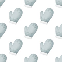 holiday seamless pattern with cartoon mitten. Colorful illustration, flat for kids. hand drawing. baby design for fabric, print, wrapper, textile