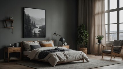 Scandinavian american style room interior design background