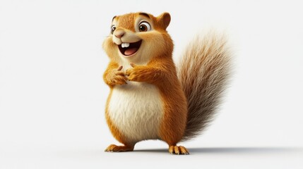 Cute cartoon squirrel standing, smiling.