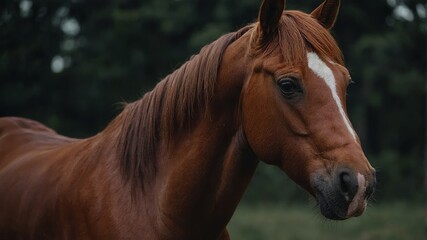 Obraz premium Red horse turning back with graceful glance