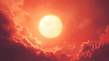 A mesmerizing cosmic scene featuring a bright, glowing disk surrounded by nebulous clouds, illustrating the beauty of space and celestial phenomena. Nebulous. Illustration