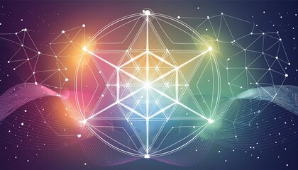 Abstract Sacred Geometry: A Vibrant Exploration of Cosmic Energy and Universal Patterns in Art, Symbolism, and Spirituality, Captured in Stunning Visuals of .jpg