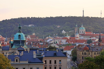 Obraz premium Street view of old historic buildings in Lesser Town, Prague Czech (Praha, Czechia)