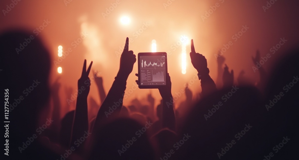 Poster Tablet displaying data at a concert.