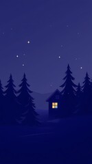Fototapeta premium christmas night landscape with house