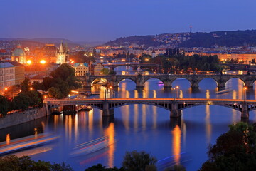 Fototapeta premium Street view of old historic buildings in Prague Czech (Praha, Czechia)