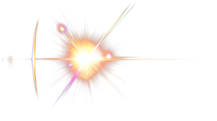 Lens flair as a graphic element isolated against a black background