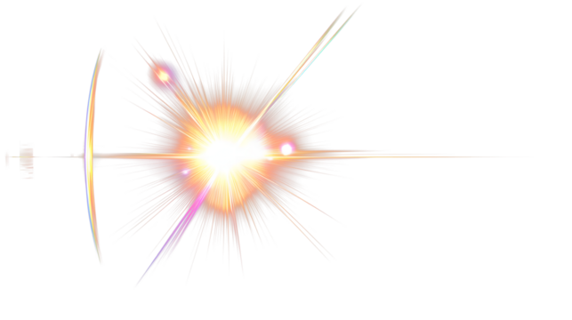 Lens flair as a graphic element isolated against a black background