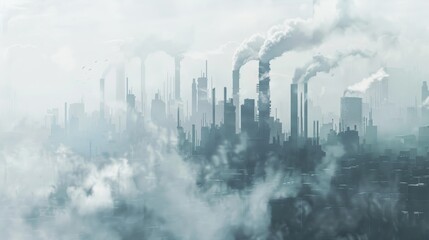 Fototapeta premium Factory pollution against a white background