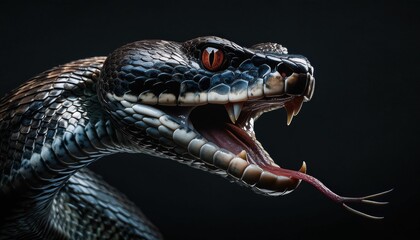 Obraz premium Close-Up of a Fierce Black Mamba Snake Ready to Strike
