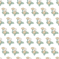 Cute Minimalist Dandelion Flower Cartoon Pattern. Ideal for botanical-themed designs, nature-inspired textiles, and spring decor. Perfect for use in packaging, digital designs, etc