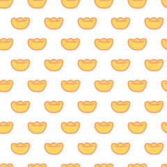 Traditional Chinese Gold Ingot Cartoon Pattern. Perfect for Chinese New Year decorations, festive fabrics, wallpapers, and gift wrap, symbolizing wealth, prosperity, and good fortune.