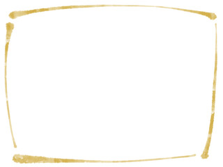 手描きのシンプルで上品な水彩の金色和風フレーム　正月素材