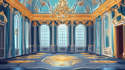 Obraz premium Royal apartments in rococo style. Rococo. Illustration