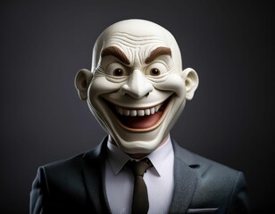 Eerie Humor: Creepy Businessman Mask in Suit