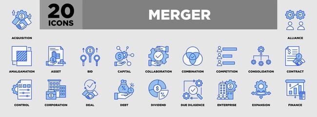 Merger Iconset Bluw White