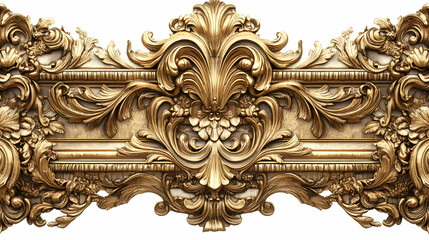 Ornate gold frame with intricate details. Rococo. Illustration