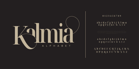 Kalmia typography beauty fashion elegant minimalist serif italic fonts decorative wedding vintage retro logos. Minimal luxury font alphabet logo. Vector illustration
