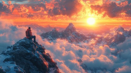 A serene sunset view from a mountain peak, capturing nature's beauty and tranquility.