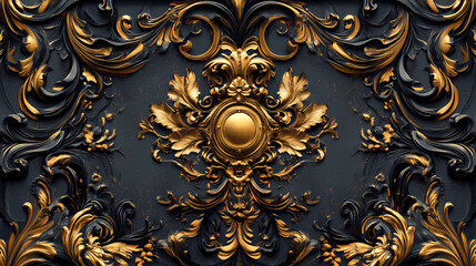 Decorative elegant luxury design vintage elements in baroque, rococo style digital painting design for cover, fabric, textile, wrapping paper. Rococo. Illustration