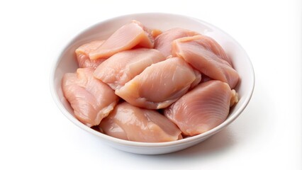 Raw Chicken Fillet, Top View, Isolated White Background, Food Photography, Culinary Image, Chicken Breast, Meat, Poultry, Recipe Ingredient