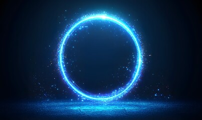 Fototapeta premium Abstract glowing circle lines on dark blue background. Geometric stripe line art design. Modern shiny blue lines. Futuristic technology concept. Suit for poster, cover, banner, brochure and website 