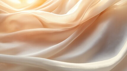 Fototapeta premium A close-up of soft beige silk fabric with gentle folds and a smooth texture.
