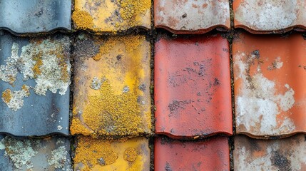 Close-up of a Roof with Various Tile Colors and Patterns