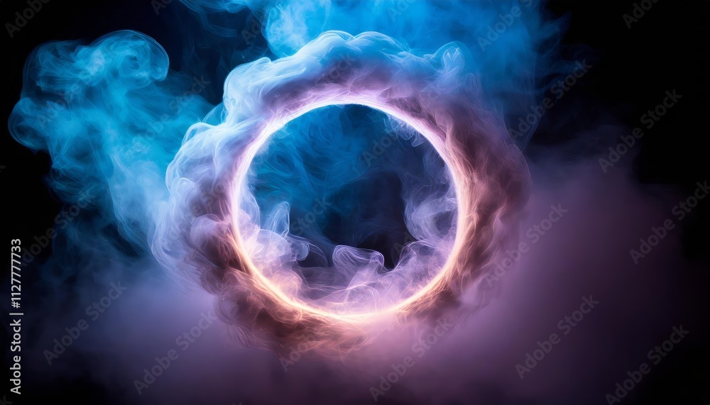 Poster this captivating illustration features neon smoke dramatically exploding outwards from an empty cent