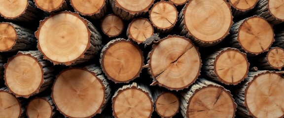 Stack of wooden logs showing annual rings and a small lizard.Harmony between wood and life in natural settings.Poster, nature photography, outdoor decoration, organic materials, sustainable living, e
