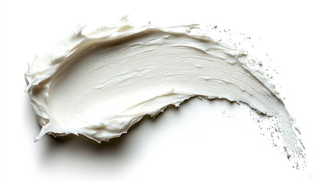 Swirl of white cream on white background.