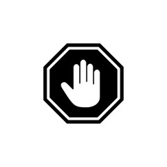 Obraz premium Stop icon logo design. stop road sign. hand stop sign and symbol. Do not enter stop red sign with hand