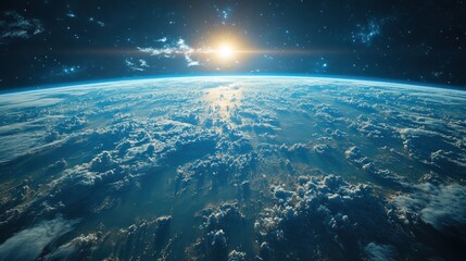 Fototapeta premium Sunrise Over Earth from Space