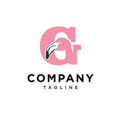  Letter G Flamingo Logo Icon Vector 