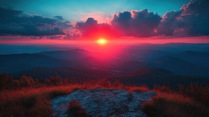 Naklejka premium Mountain Sunset Landscape